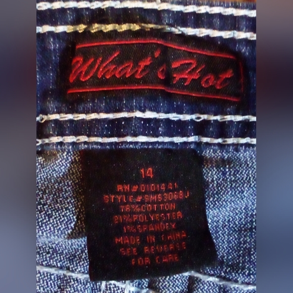 What's Hot Stretch Denim Stone Washed Ruffles Leg Jeans Women 14 Blue - Picture 10 of 14